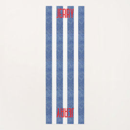 Esterilla De Yoga Patrón rayado de denim blanco azul