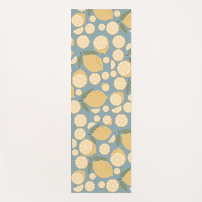 Esterilla De Yoga Patrón sin foco de limón amarillo (Anverso)