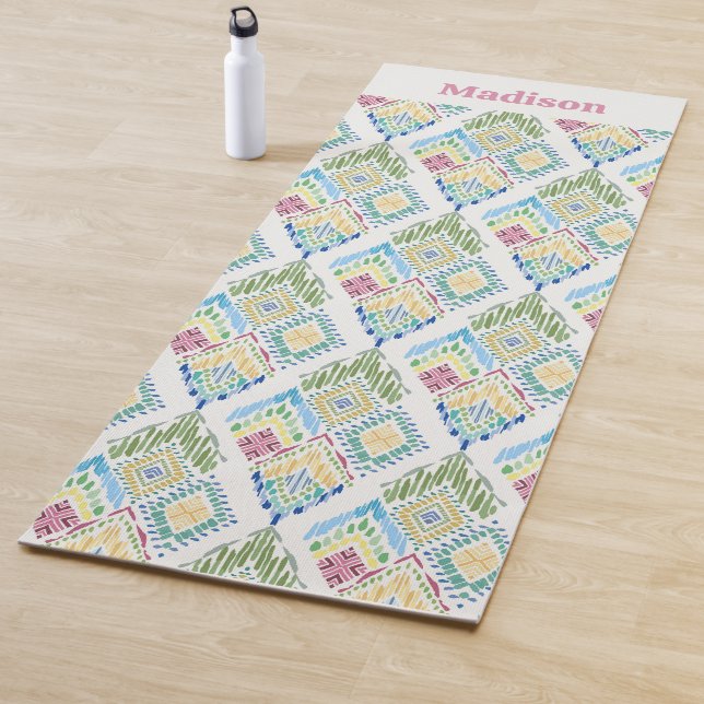 Esterilla De Yoga Patrón sin soldadura de Ikat Floral (In situ)