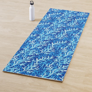 Esterilla De Yoga Patrón textil costero de algas azules