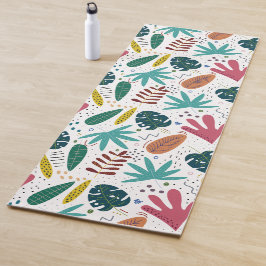 Esterilla De Yoga patrón tropical con hojas coloridas