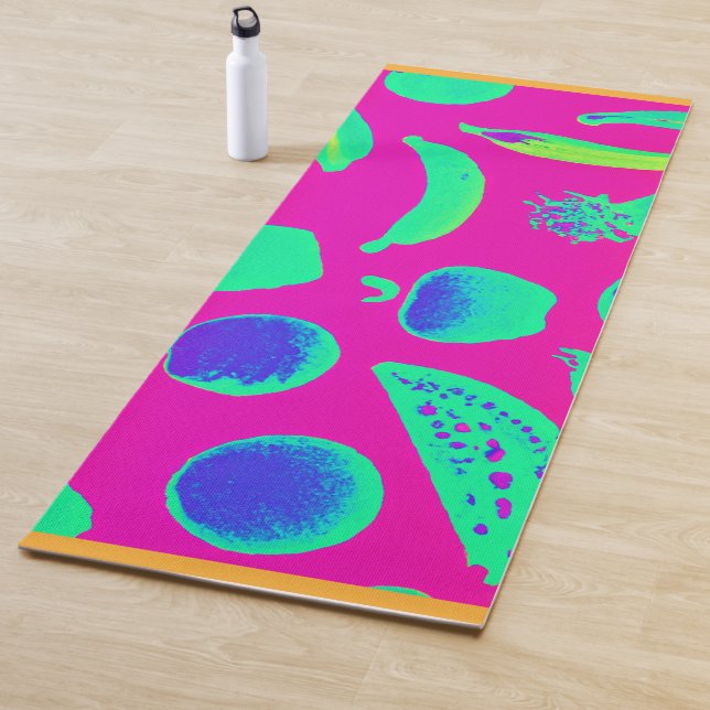 Esterilla De Yoga Patrón vibrante de frutas de neón (In situ)