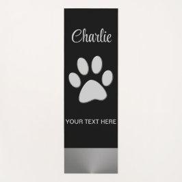 Esterilla De Yoga Paw de perro plateado sobre fondo negro