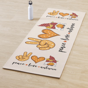 Esterilla De Yoga Paz, amor y otoño - Gnome, corazón y símbolo