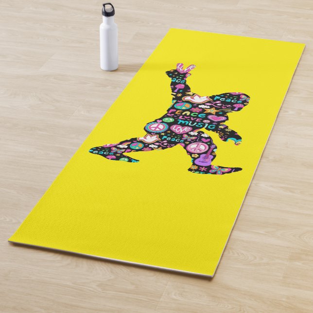 Esterilla De Yoga Peace Love Bigfoot Hippie Funny Bigfoot Lover (In situ)