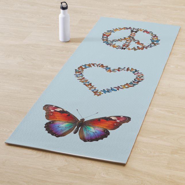 Esterilla De Yoga Peace Love Butterflies - Colorful Blue Meditation (In situ)
