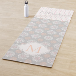 Esterilla De Yoga Peach Peach Gray Dots Trendy Monograma Yoga