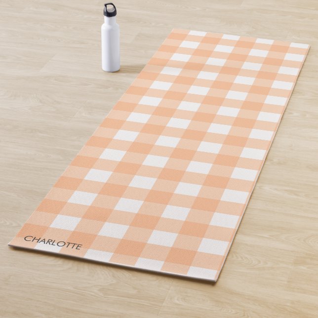 Esterilla De Yoga Peach Personalizada Gingham Plaid (In situ)