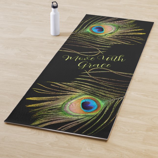 Esterilla De Yoga Peacock Feather – Move With Grace Motivational (In situ)