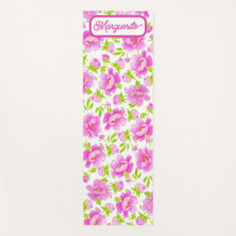 Esterilla De Yoga Peonías Florales Personalizadas Acuarela Blanca