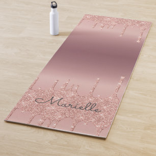 Esterilla De Yoga Perforaciones monogramadas de Rosa Gold Purpurina