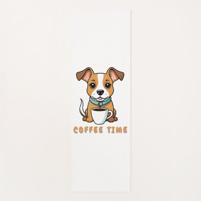 Esterilla De Yoga perro con una taza de café (Anverso)