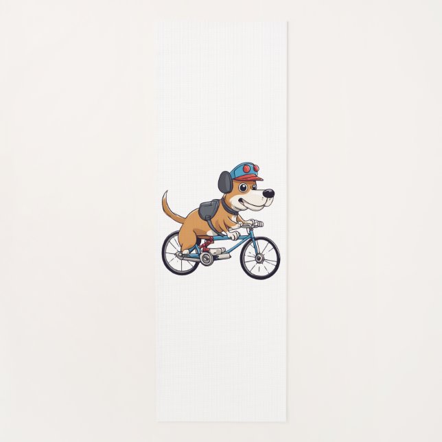 Esterilla De Yoga perro conduciendo una bicicleta (Anverso)