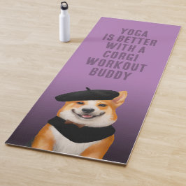Esterilla De Yoga Perro de Corgi de Moda Cuidada con Beret y Bandana