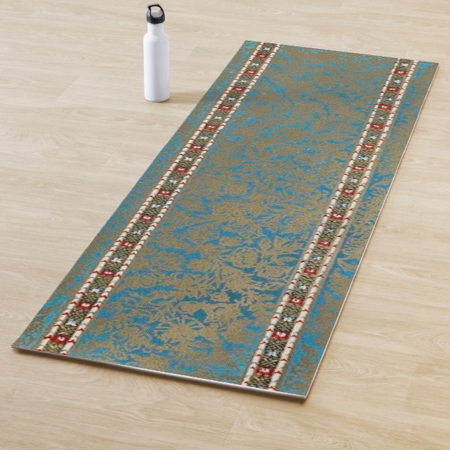 Esterilla De Yoga Persa Oriental Rug Luxury Green & Gold Runner (In situ)