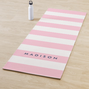 Esterilla De Yoga Personalice con el nombre de las franjas rosadas y