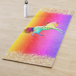 Esterilla De Yoga Personalizada la unicornio arcoiris Purpurinoso