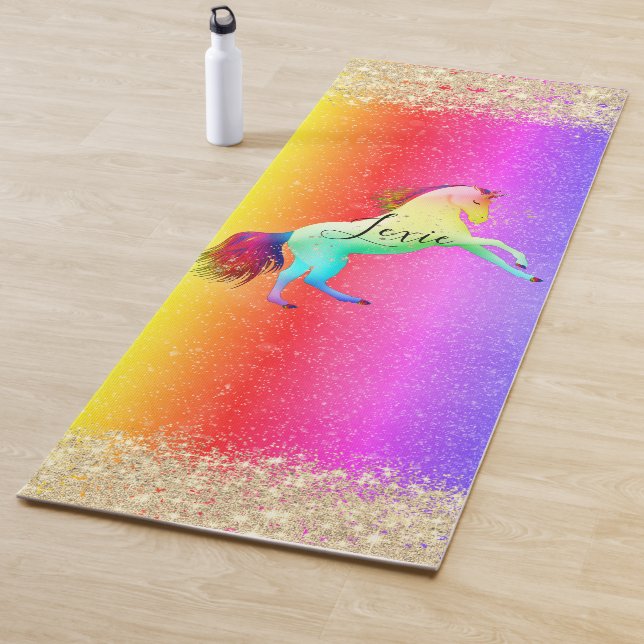 Esterilla De Yoga Personalizada la unicornio arcoiris Purpurinoso (In situ)