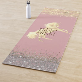 Esterilla De Yoga Personalizada la unicornio de oro Purpurinoso