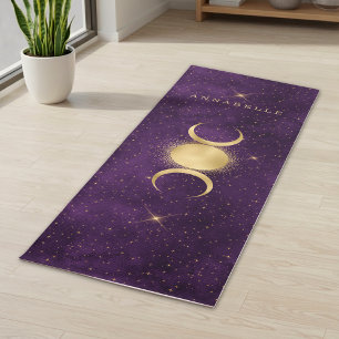 Esterilla De Yoga Personalizado Celestial Gold Triple Luna Púrpura