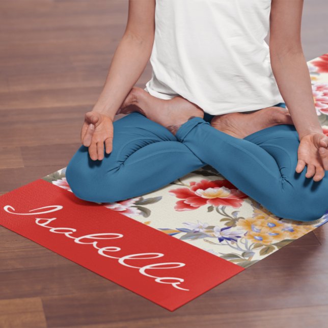 Esterilla De Yoga Personalizado Chinoiserie Asiática Floral Pájaro R (Subido por el creador)