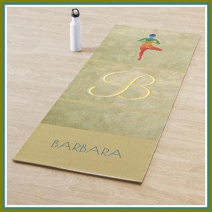 Esterilla De Yoga Personalizado con textura dorada Monograma Nombre 