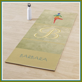 Esterilla De Yoga Personalizado con textura dorada Monograma Nombre 