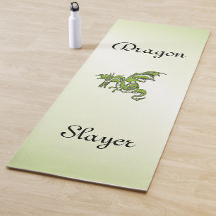 Esterilla De Yoga Personalizado de capa de dragón volador verde text