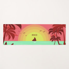 Esterilla De Yoga Personalizado de Ilustracion de playa monograma yo