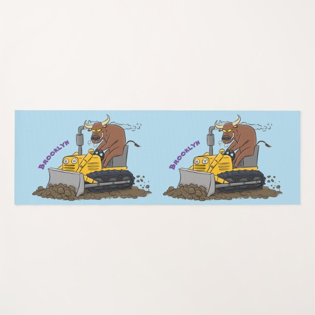 Esterilla De Yoga Personalizado del bulldozer cómico que conduce un  (Anverso (horizontal))