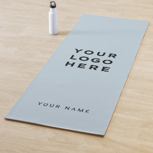 Esterilla De Yoga Personalizado Dusty Blue Business Logo Nombre Inst