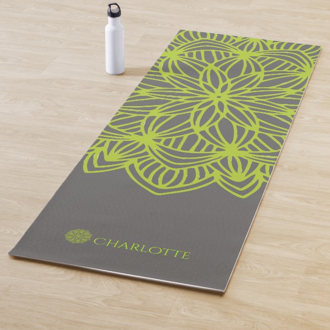 Esterilla De Yoga Personalizado el gris verde de Mandala Lime (1 lad (In situ)