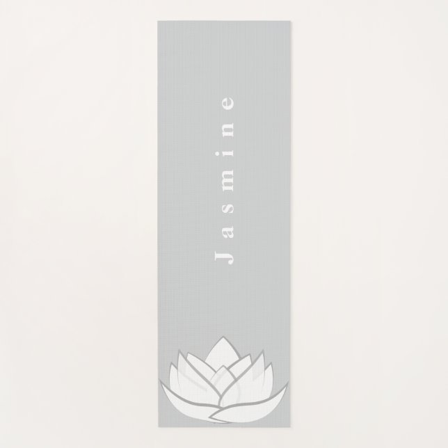 Esterilla De Yoga Personalizado Elegante Gray Lotus Flower (Anverso)