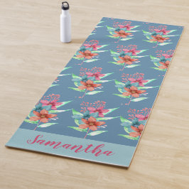 Esterilla De Yoga Personalizado Floral Azul Naranja Rosa