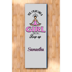 Esterilla De Yoga Personalizado Girly "Juega como un chica" Cita div