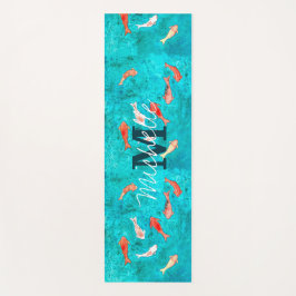 Esterilla De Yoga Personalizado Monogram Koi Fish Pond