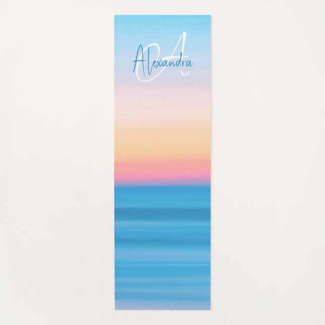 Esterilla De Yoga Personalizado Monogramada de Pastel Beach Sunset (Anverso)