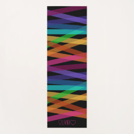 Esterilla De Yoga Personalizado Monogramado a rayas coloreadas