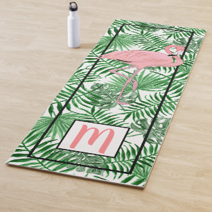 Esterilla De Yoga Personalizado Monogramed Cute Flamingo Watercolor