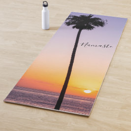 Esterilla De Yoga Personalizado Morado y Naranja Beach Sunset Palm T