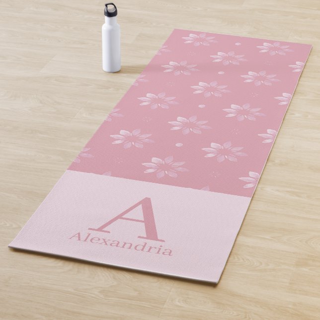 Esterilla De Yoga Personalizado Nombre Monograma Patrón rosa (In situ)