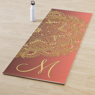 Esterilla De Yoga Personalizado Oro Mandala Patrón de arte Naranja r
