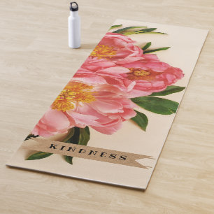 Esterilla De Yoga Personalizado Texto Comprimido Floral Rosa Cinta K