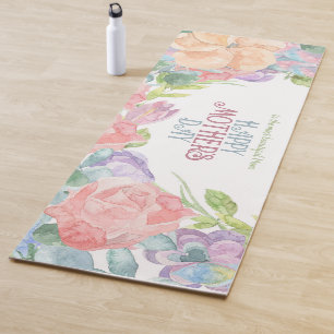 Esterilla De Yoga Personalizar cuatro flores acuarela Día de la Madr