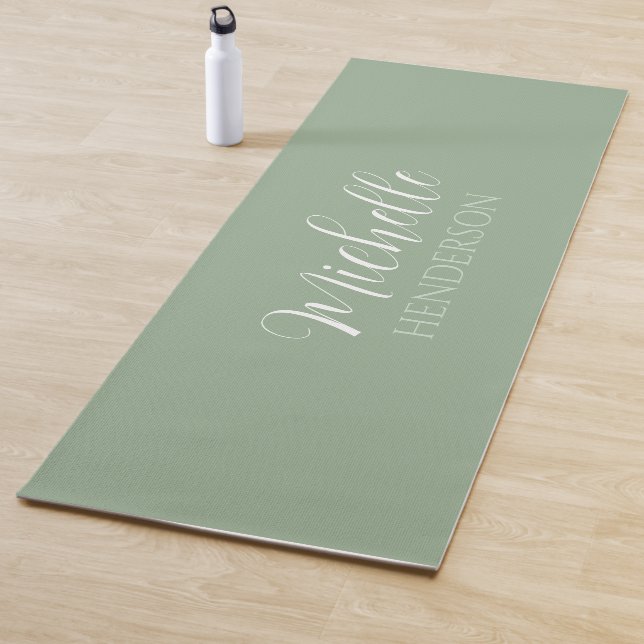 Esterilla De Yoga Personalized Name Monogram Sage Green (In situ)