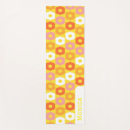 Esterilla De Yoga Personalized name yellow orang flowers pattern