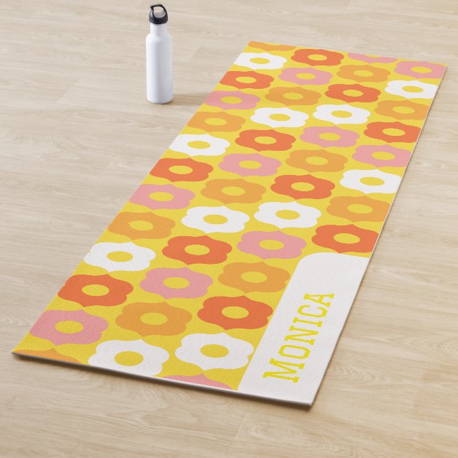 Esterilla De Yoga Personalized name yellow orang flowers pattern (In situ)