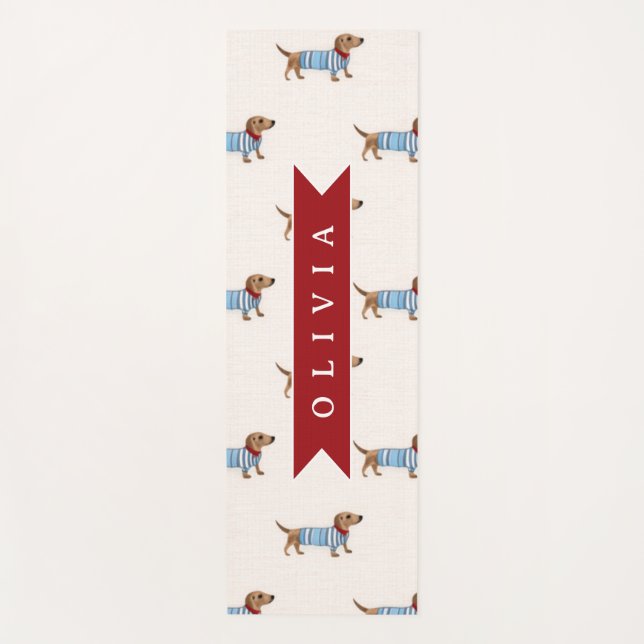 Esterilla De Yoga Personalized Preppy Cute Dachshund Dog Pattern (Anverso)