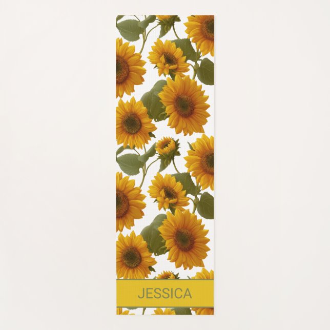 Esterilla De Yoga Personalized Sunflower Bloom Floral Pattern Custom (Anverso)