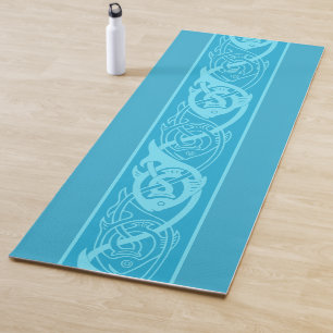 Esterilla De Yoga Pescado celta de Knotwork en azul